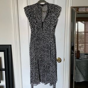 Club Monaco "Saffra" dress in dot-print crinkle georgette SOLD OUT online